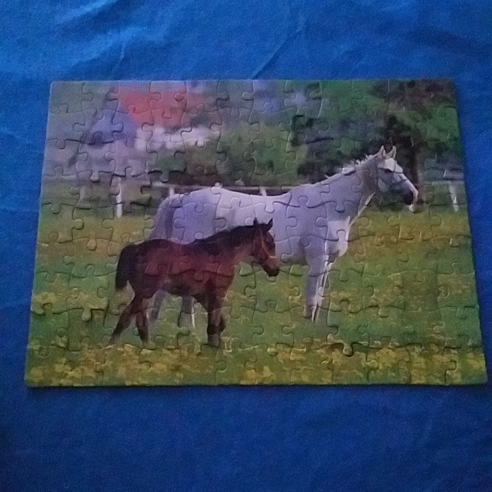 Majestic Horse Puzzle with Green and Brown Landscape